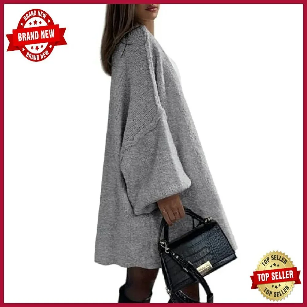 Oversized Long Cardigan Sweater Knit Open Front Winter Jacket_5